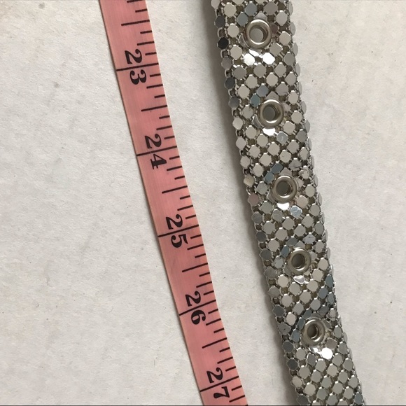 Silver Belt Shiny Bling w/ Etched Buckle and Tip - Picture 7 of 12